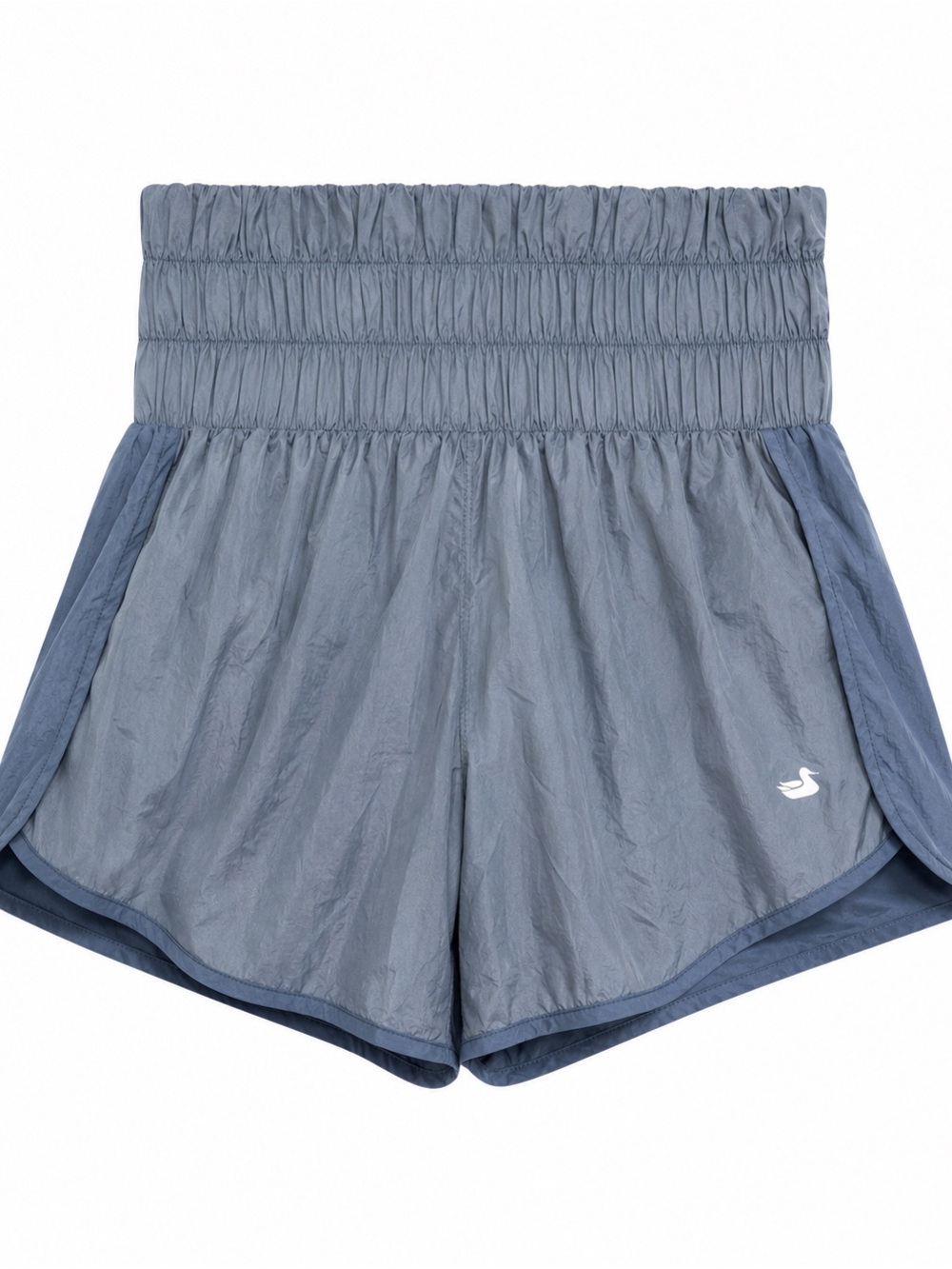 Southern Marsh Slate Blue Performance Running Shorts Smocked Waist Zip Pocket